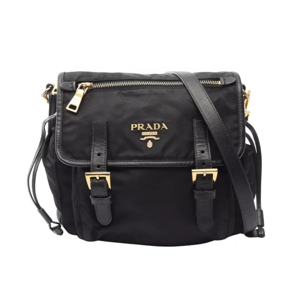 Prada Shoulder Bag Saffiano Leather Black